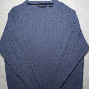 Impermeable Platinum XL Mens Blue Cable Knit Merino Silk Cashmere Luxury Sweater